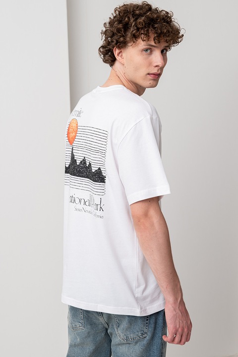 Only & Sons, Tristan bő fazonú pamutpóló, Fehér/Fekete/Mandarinszín