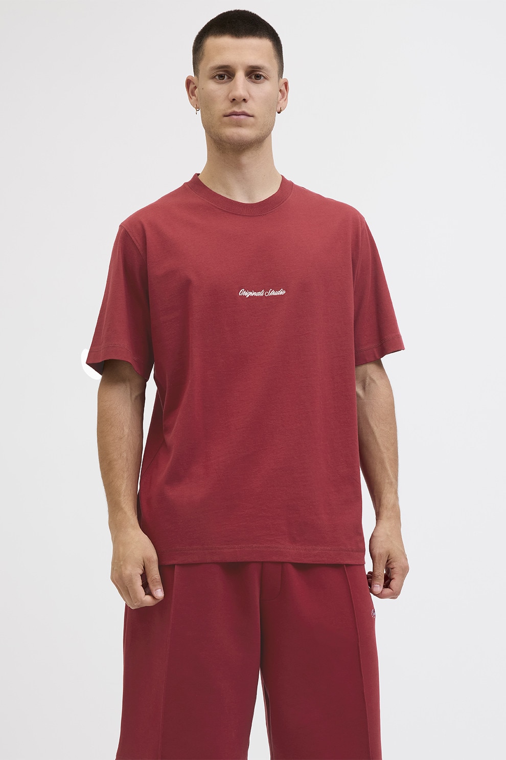 Jack & Jones, Tricou regular fit de bumbac, Rosu stins, Alb murdar, M