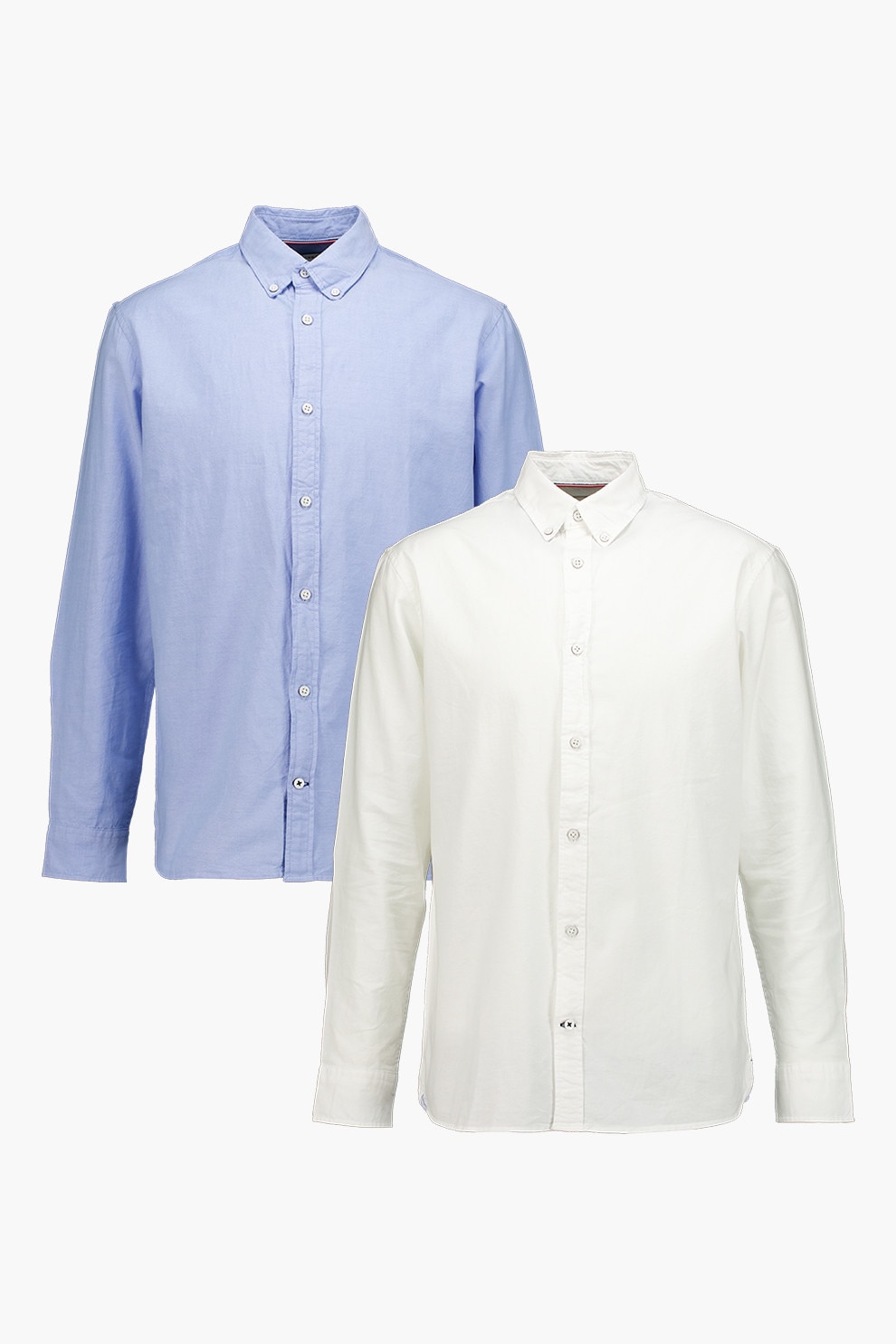 Jack & Jones, Set de camasi din amestec de bumbac organic - 2 Piese, Alb optic, Albastru deschis, S