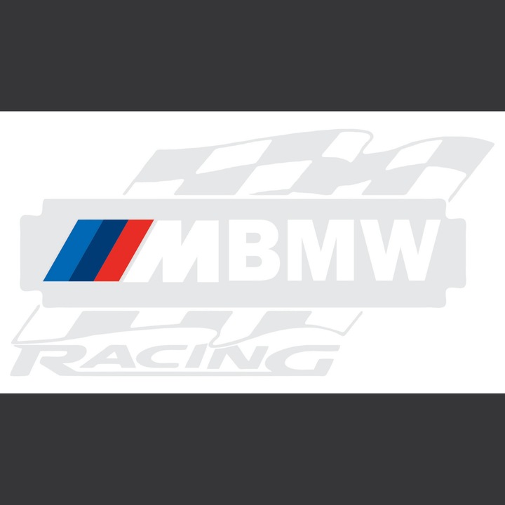Стикер за кола BMW M racing, бял, 20 см