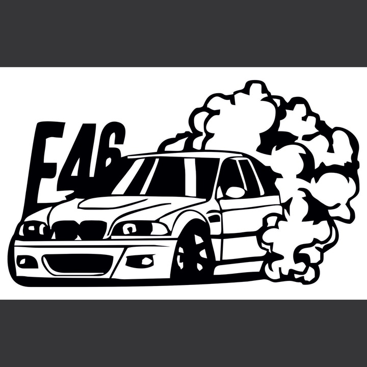 Стикер за кола BMW E 46 drift, черен, 20 см