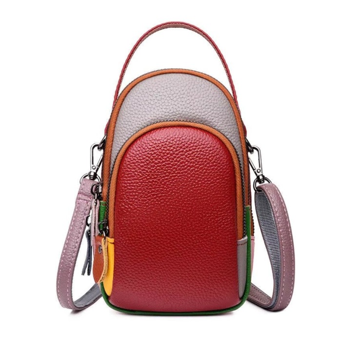 Дамска чанта, Orantha GT3342, естествена кожа, многоцветна