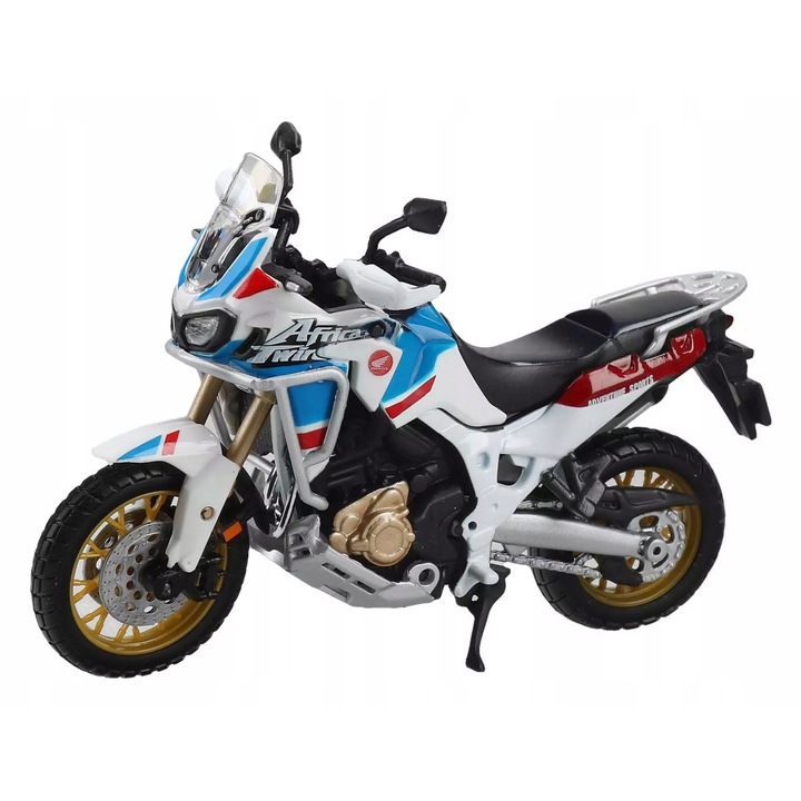 Bburago Honda Africa Twin Adventure motorkerékpár 1:18 méretarányban, hiteles részletekkel, 8x5x12cm