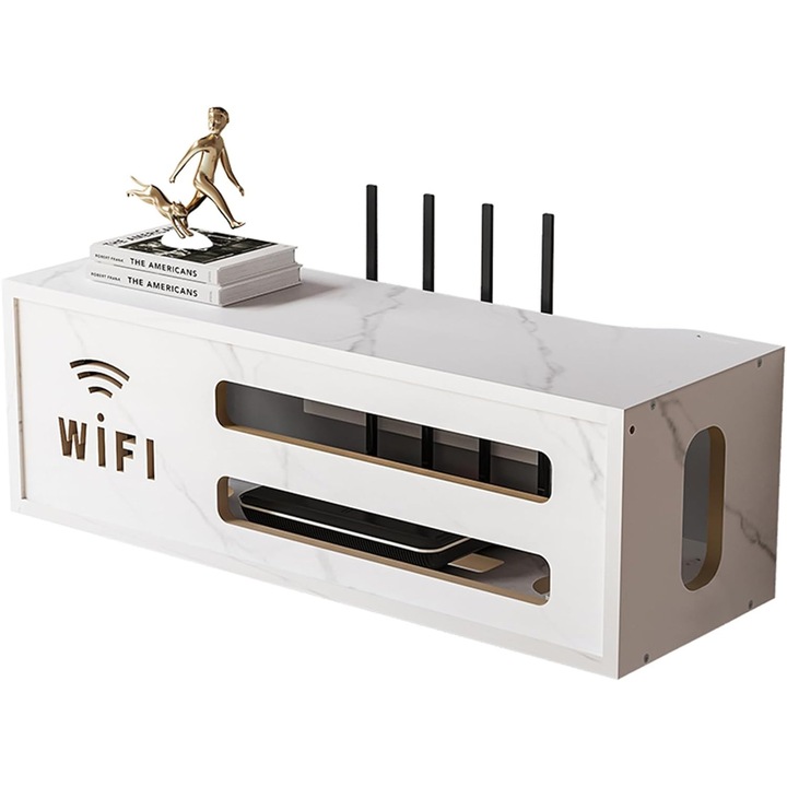 Кутия за съхранение за WiFi рутер, Morovan, за стенен монтаж, бяла