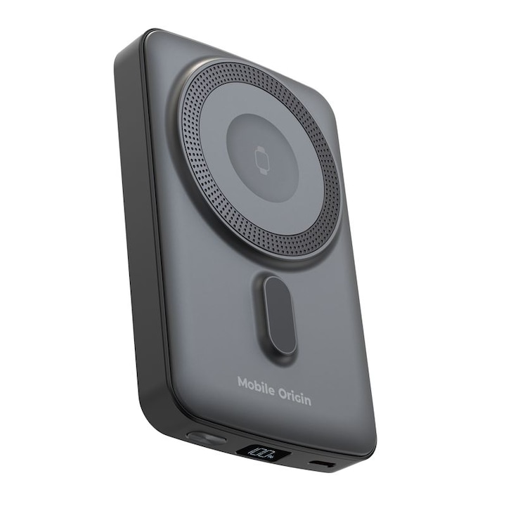 PowerBank Magnetic Wireless Mobile Origin 10000mAh PB9, 20W, USB-C, MagSafe, Incarcare Wireless, Negru