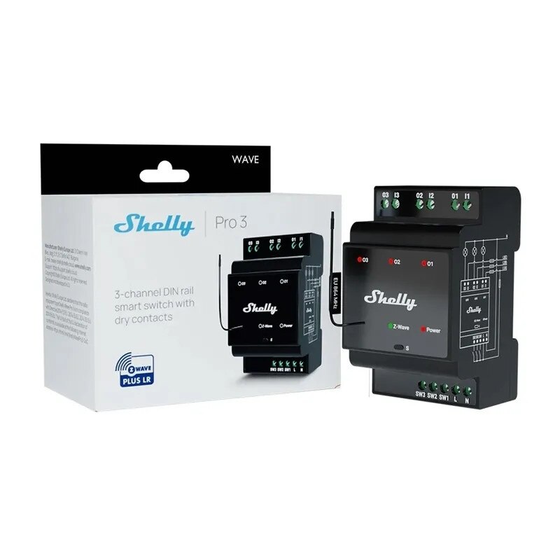 Releu inteligent Shelly Qubino Wave Pro 3, 16A, 3 canale, contacte ...