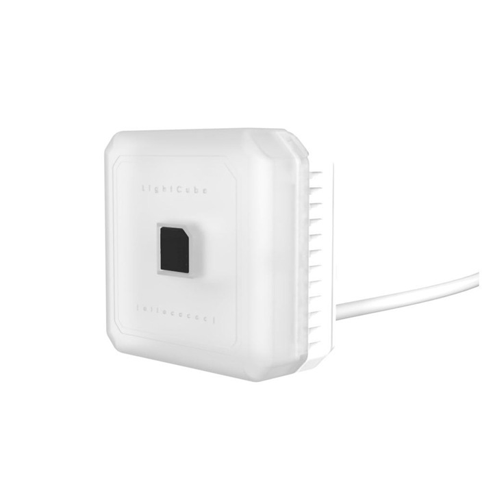 Lampa LED de veghe cu senzor de miscare Allocacoc, Lightcube Extended, control prin gesturi, luminozitate reglabila, lumina calda 3000K, autonomie 20.000 ore, design compact, alb