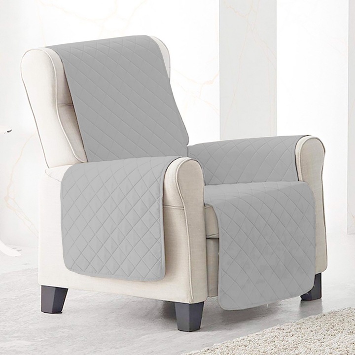 Cuvertura Matlasata pentru Fotoliu, Protectie Pete si Par, Microfibra Rezistenta, Usor de Curatat, Husa Fotoliu, 166 x 177 cm, Culoare Gri Deschis