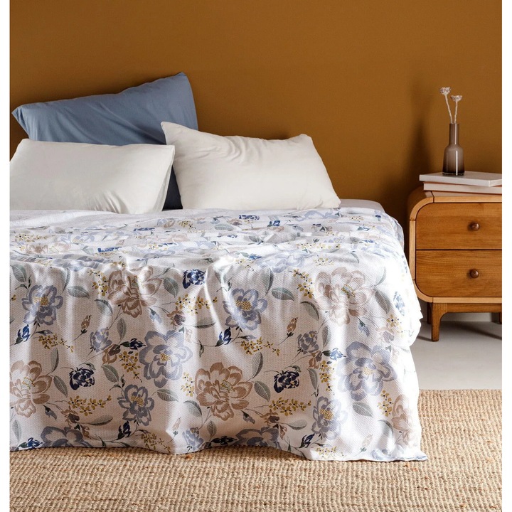 Dupla mintás pamut pléd, Madame Coco, többszínű, 200x220cm