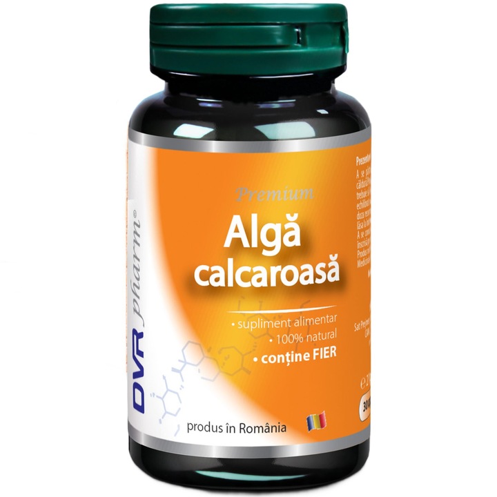 Alga Calcaroasa (Lithothamnium calcareum) 600mg extract, calciu, magneziu, fier si minerale usor asimilabile, 30cps, Laboratoarele DVR Pharm