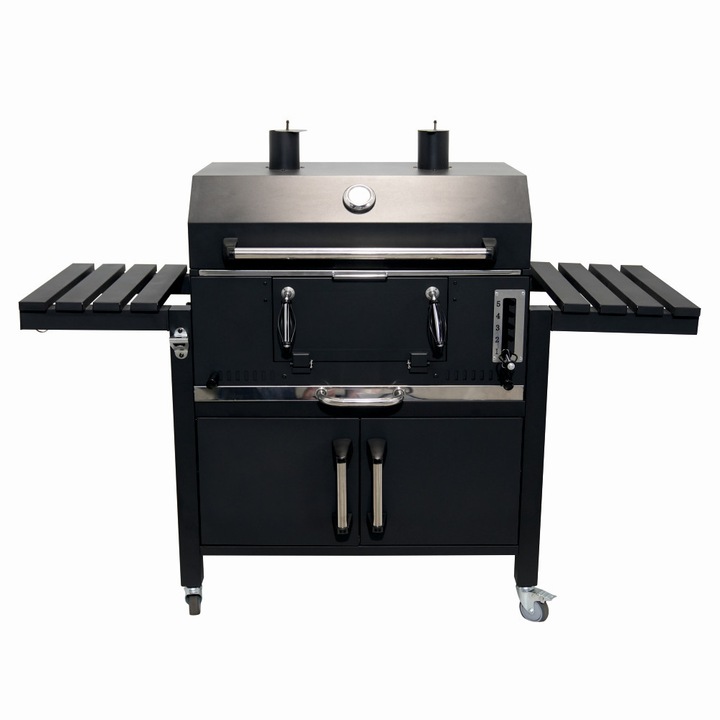 Gratar pe carbuni KLUGMEISTER FT01-070, material otel (husa inclusa), cu capac si roti de deplasare, suprafata gatire 72x43 cm