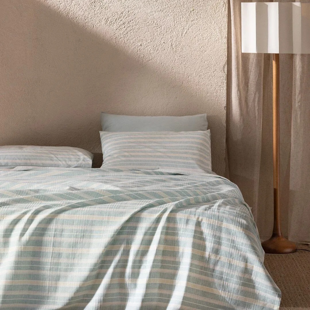 Set lenjerie de pat Madame Coco, 150x220cm, turcoaz/alb, 50