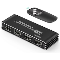 Switch KVM HDMI, sktonefly®, 4K@120Hz, 3 intrari 1 iesiri, HDMI 2.0, HDMI 2.1, HDCP 2.3, Plug and Play, fara drivere, cu telecomanda, Negru