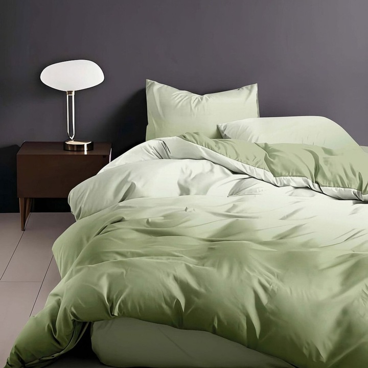 Dupla ágyneműhuzat finom anyagból, 230 x 250 cm, 6 darab, Special Linens, Sötétzöld, egyszínű