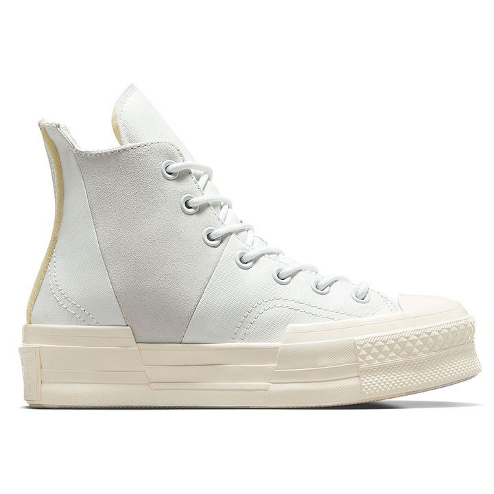 TenisiConverse Chuck 70 Plus, panza/piele intoarsa, crem/alb