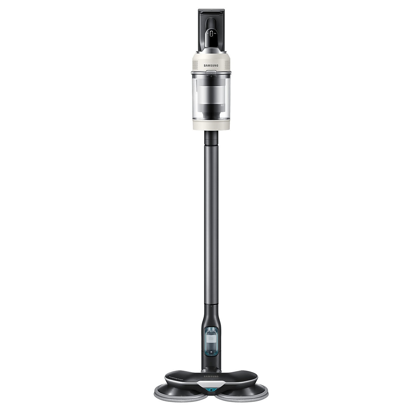 Aspirator vertical Samsung Bespoke Jet AI Lite Pro Extra VS80F28DGS/GE, putere aspirare 280W, Motor HexaJet Inverter, Filtrare HEPA, WiFi, AI Cleaning 2.0, Jet Dual Brush+, Perie Pet+, Autonomie 120 min, Santorini Beige
