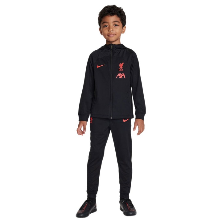 Trening sportiv copii, Nike, Liverpool FC Strike, material Dri-FIT, poliester, negru