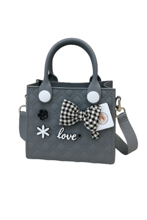 Multifunkcionális bevásárlótáska, elasztomer polimer, vízálló, perforált kialakítás, 21x10x18, 5cm, szürke