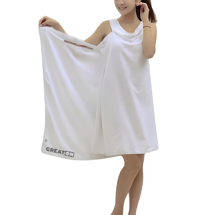 GREATON Дамска кърпа тип рокля, с презрамки, универсален размер, бяла