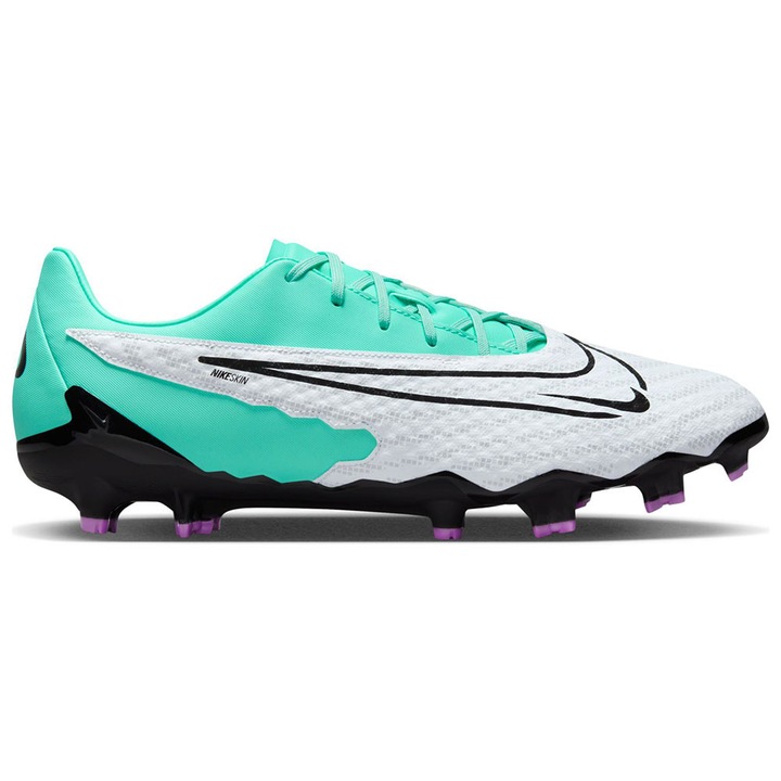 Pantofi sport barbati Nike Phantom GX Academy, alb/turcoaz, material plasa, pentru fotbal, cu tractiune pe terenuri naturale si sintetice