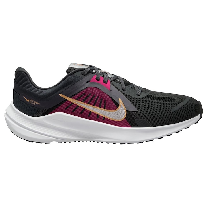 Pantofi sport dama Nike Quest 5, alergare, amortizare, negru, plasa, 38 EU