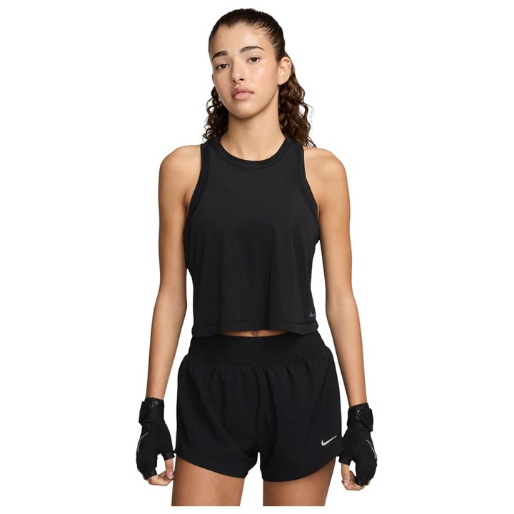 Maiou sport dama Nike One Classic Breathe, confortabil, design modern, negru, poliester-elastan, XS INTL