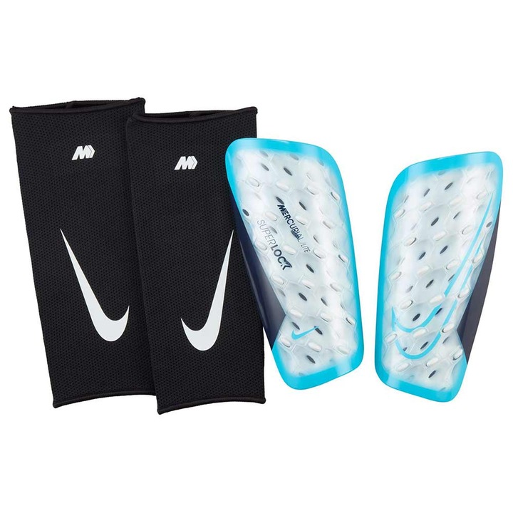 Aparatori de gambe Nike Mercurial Lite SuperLock, tehnologie Dri-FIT, culoare neagra, set de 2 bucati