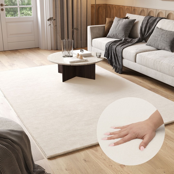 Covor, Tapiso, Cuddle Kanuni, 400 x 300 cm, Inaltime Fir 30 mm, Crem, Pentru Living, Dormitor, Rezistent La UV, Rezistent La Pete, Lavabil, Usor de curatat, Rezistent La Intemperii, Impermeabil, Moale La Atingere, 2013