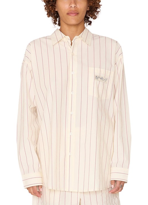 Camasa dama OBEY Primavera cu dungi, bumbac, bej