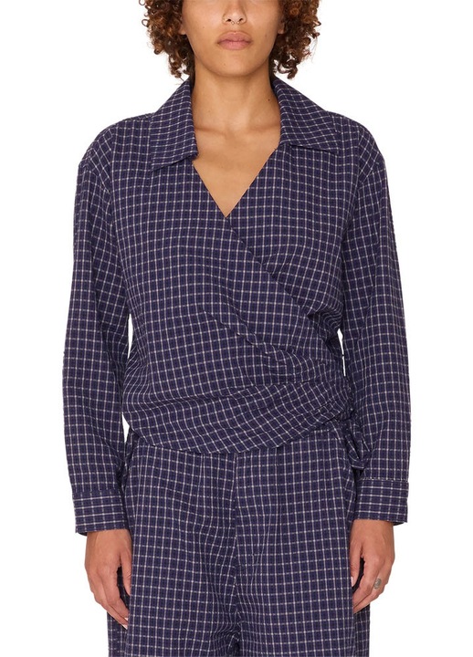 Camasa dama OBEY Circa Wrap, design elegant, bumbac, albastru