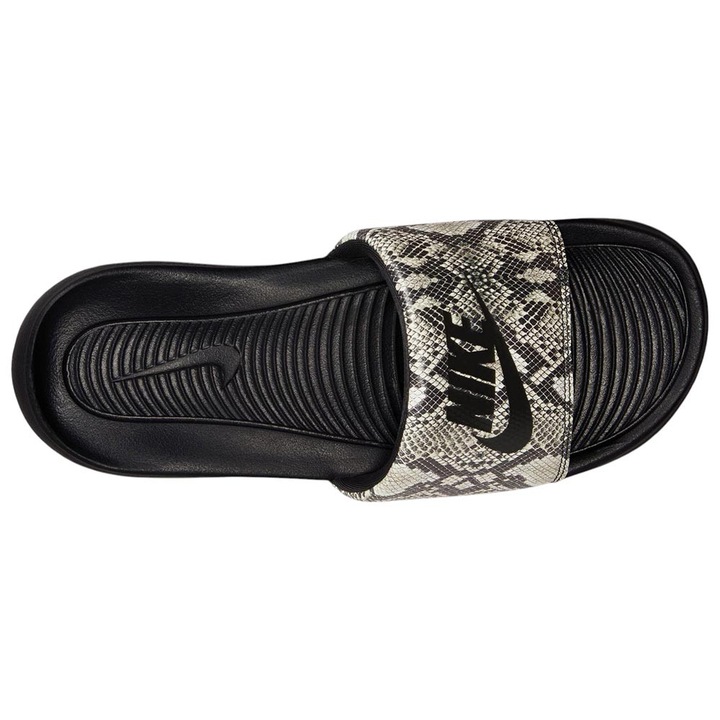 Slapi dama Nike, Victori One Slide Print, negru, spuma EVA, talpa antiderapanta