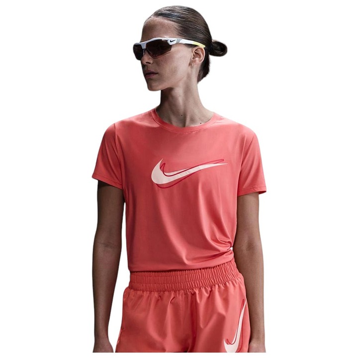 Tricou sport Nike, One Swoosh, material usor, roz, poliester