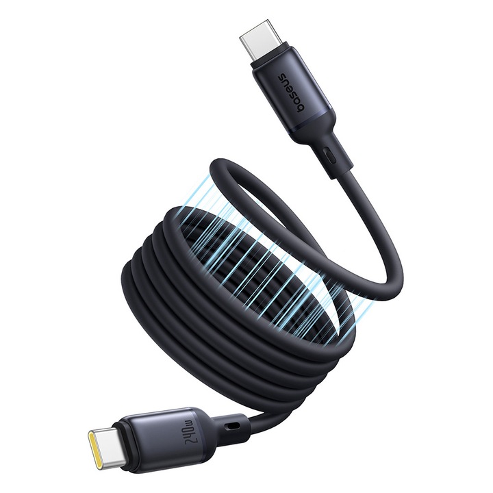 Cablu de date si incarcare USB-C la USB-C, 1 m, Baseus, culoare Negru, P10376800121-00