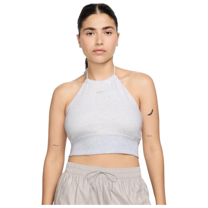 Top scurt Nike, maiou sport dama, alb, bumbac si poliester