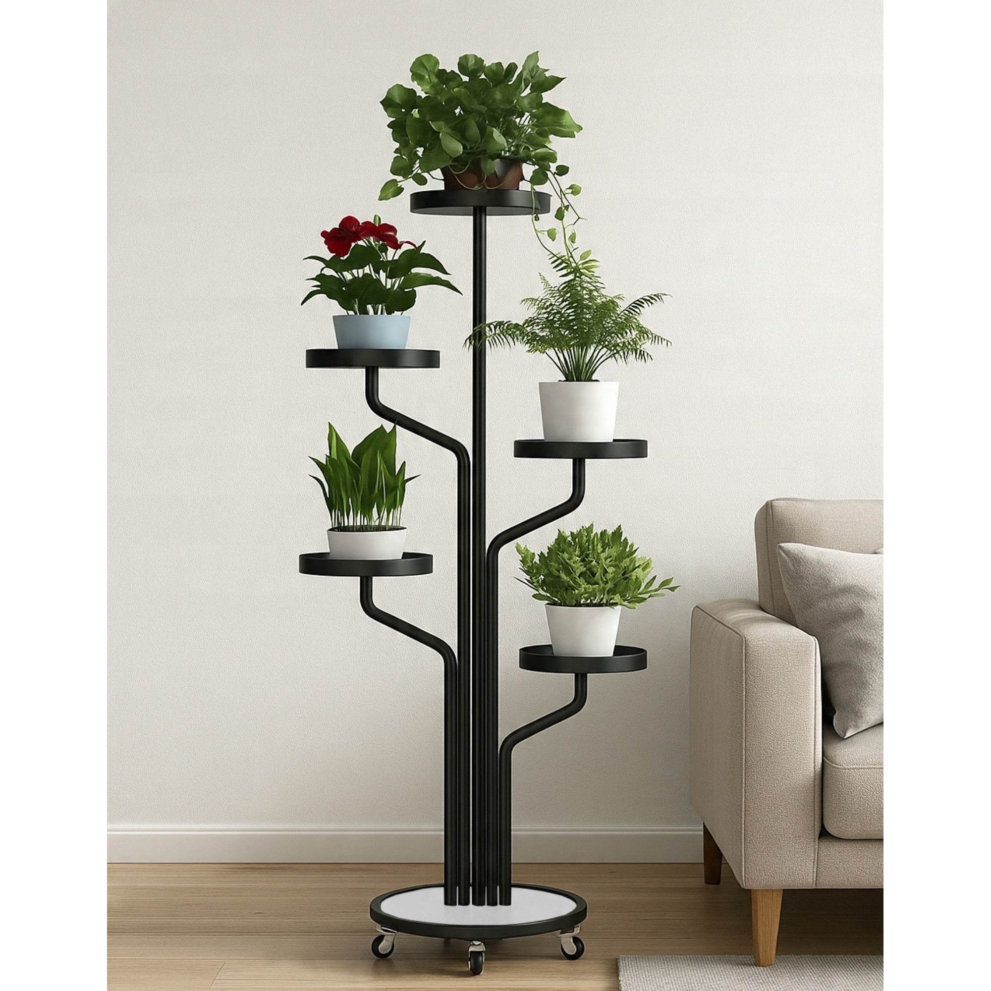 Suport Metalic Pentru Flori Pe Roti, HomeDesign, Cadru Metalic In Forma ...