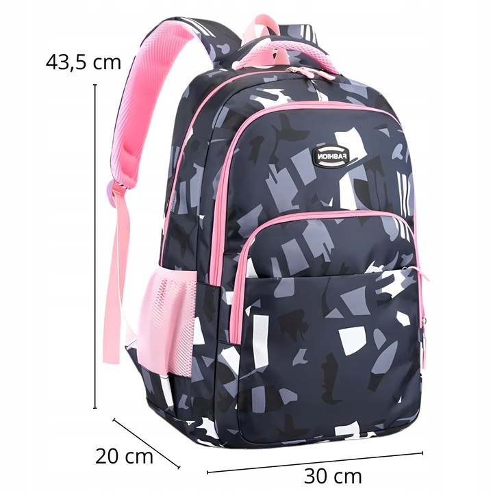 Rucsac Scolar, HomeDesign, Ghiozdan, Material: Poliester, Doua Compartimente Principale, Buzunare Laterale Din Plasa, Bretele Ergonomice Cu Ajustare A Lungimii, 43,5 x 30 x 20 cm, Multicolor