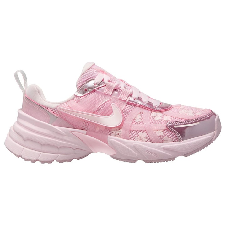 Pantofi sport dama Nike V2K, stil retro, roz, material plasa, talpa intermediara groasa