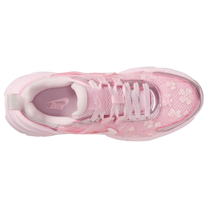 Pantofi sport dama Nike V2K, stil retro, roz, material plasa, talpa intermediara groasa