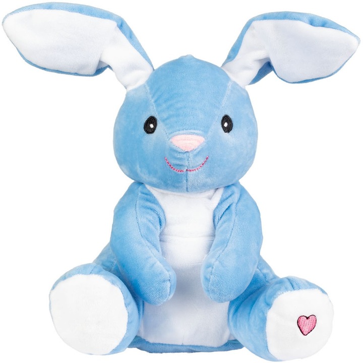 Jucărie de plus, Lupilu, Iepuraș, sunet, urechi mobile, albastru, 25cm