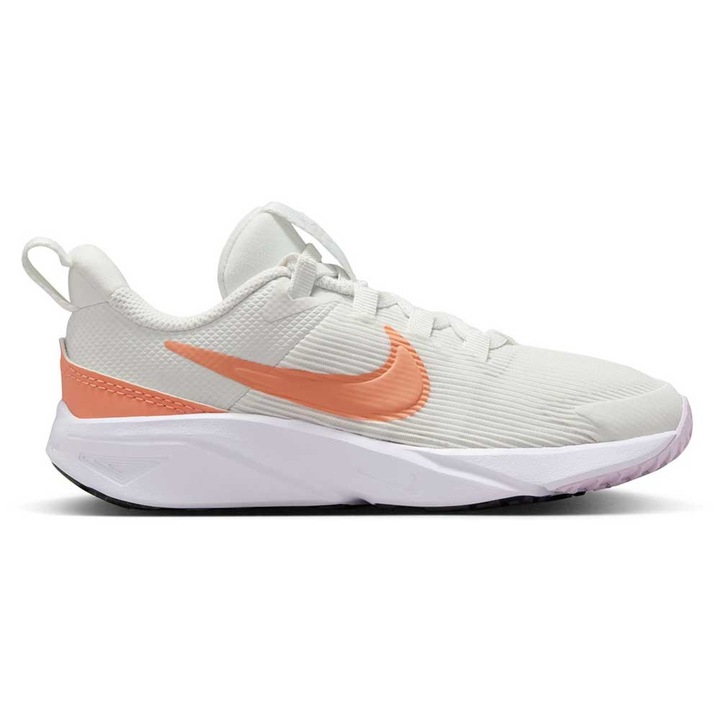Pantofi sport copii Nike Star Runner 4, amortizare moale, talpa din cauciuc, sintetic, alb/portocaliu