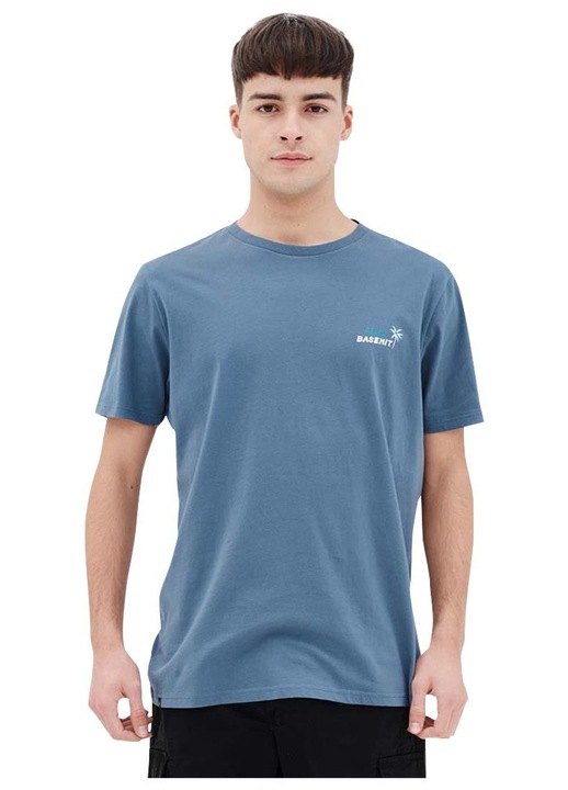 Tricou barbati, Basehit, croiala regulata, decolteu rotund, albastru, bumbac, S INTL