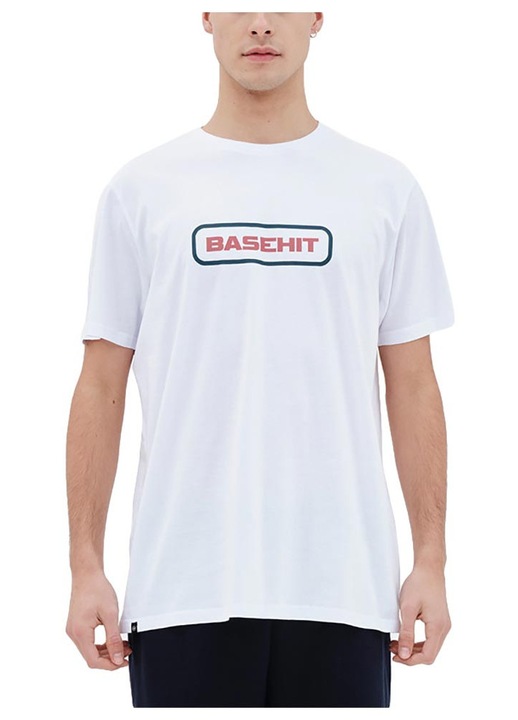 Tricou BASEHIT barbati, maneci lungi/scurte, 221.BM33.06, alb, bumbac, 2XL INTL