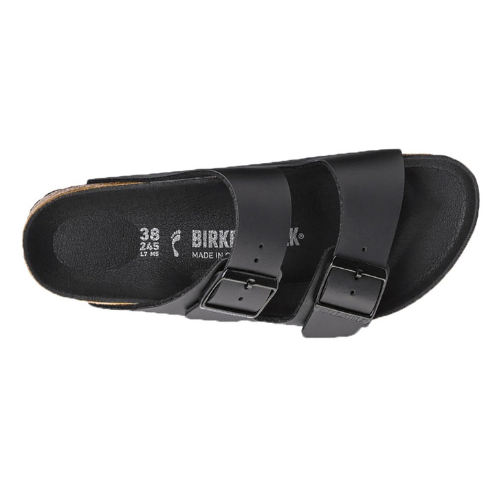 Slapi dama Birkenstock Classic Arizona Birko-Flor, doua barete reglabile, negru, microfibra, 37 EU