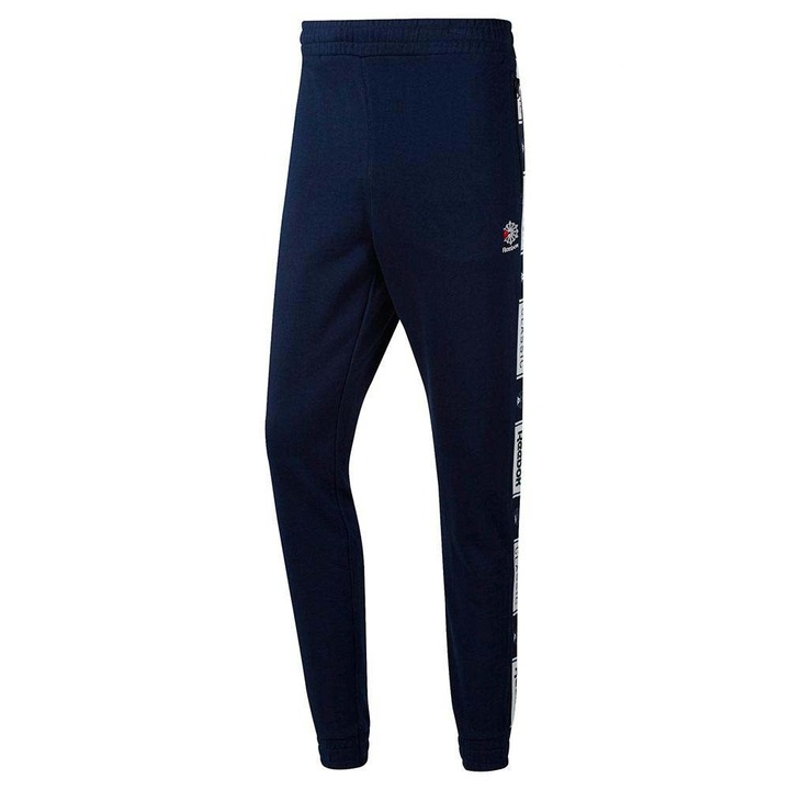 Pantaloni sport barbati, Reebok, slim fit, bumbac, bleumarin