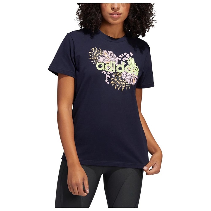 Tricou sport dama, adidas Performance, bleumarin, bumbac, XS INTL