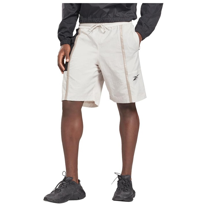 Pantaloni sport barbati Reebok, impermeabili, nylon, alb