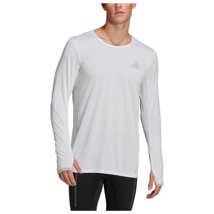 Bluza sport, adidas, Fast HE7384, usor si respirabil, gri, poliester reciclat