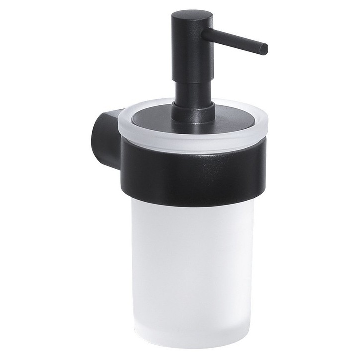 Дозатор за сапун Gedy PIRENEI, 110 мл, матово стъкло, черен, 69x152x108 мм