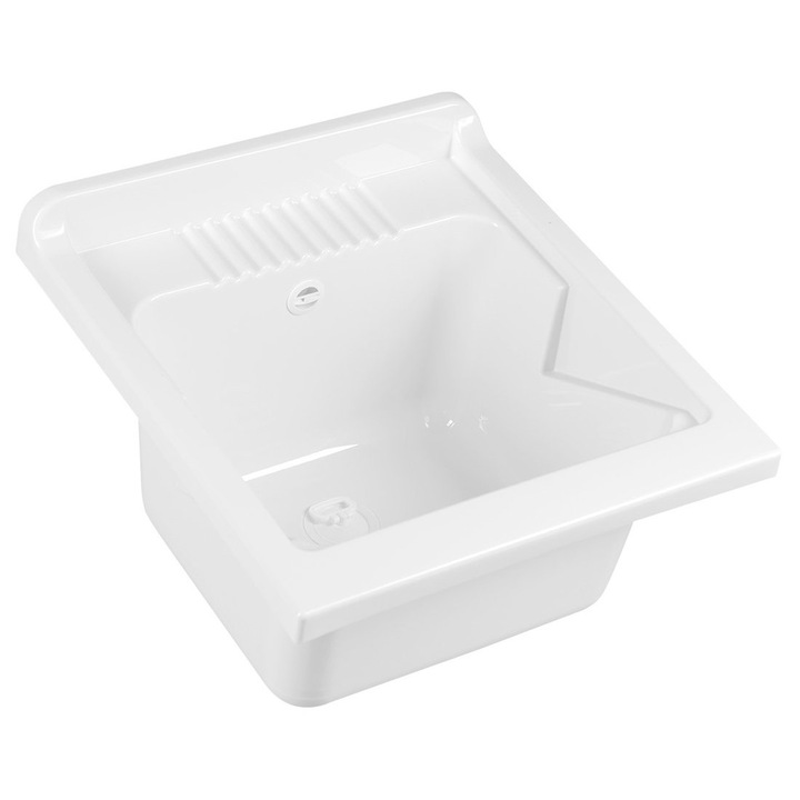 Chiuveta Aqualine, alb, cu sifon, 46 x 26.5 x 51 cm