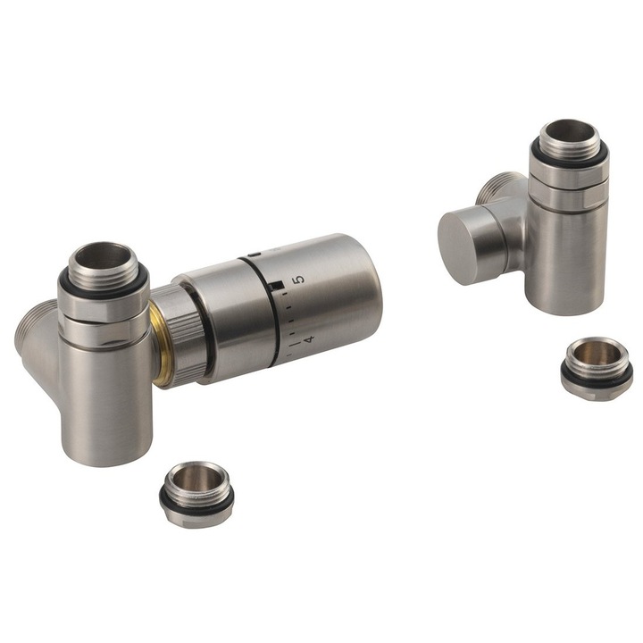 Комплект термостатичен вентил Sapho Corner Combi, ляв, полирана неръждаема стомана, 0.94 кг